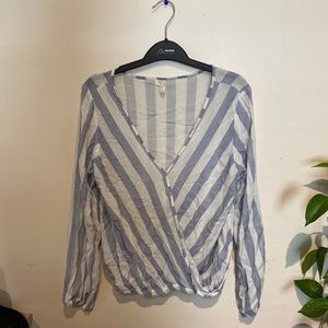 Striped Long Sleeve V-Neck Top